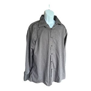 Mens Structure Pinstriped Button Down Dress Shirt - Sz XL Fitted 17-17 1/2 32/33